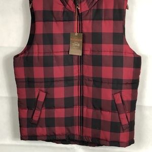 plaid down vest size XL